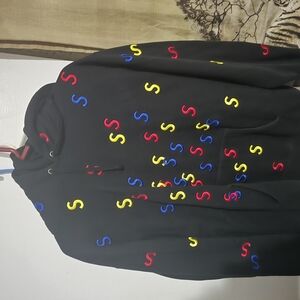 Black Hoodie with Colorful S Pattern